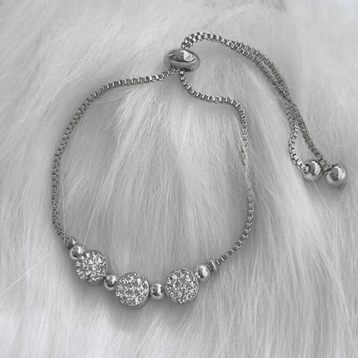 Gümüş Renk Zirkon Taşlı Üçlü Macun Asansör Bileklik - Zennemor